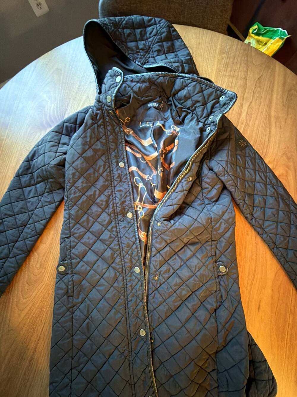 Lauren Ralph Lauren Quilted Hooded Coat Size XS Black
